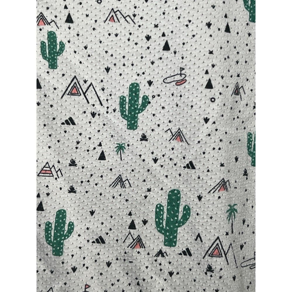 Adidas Adicross Short Sleeve Shirt Mens 2XL Tan AOP Cactus Aztec Golf Coastal - Picture 4 of 12